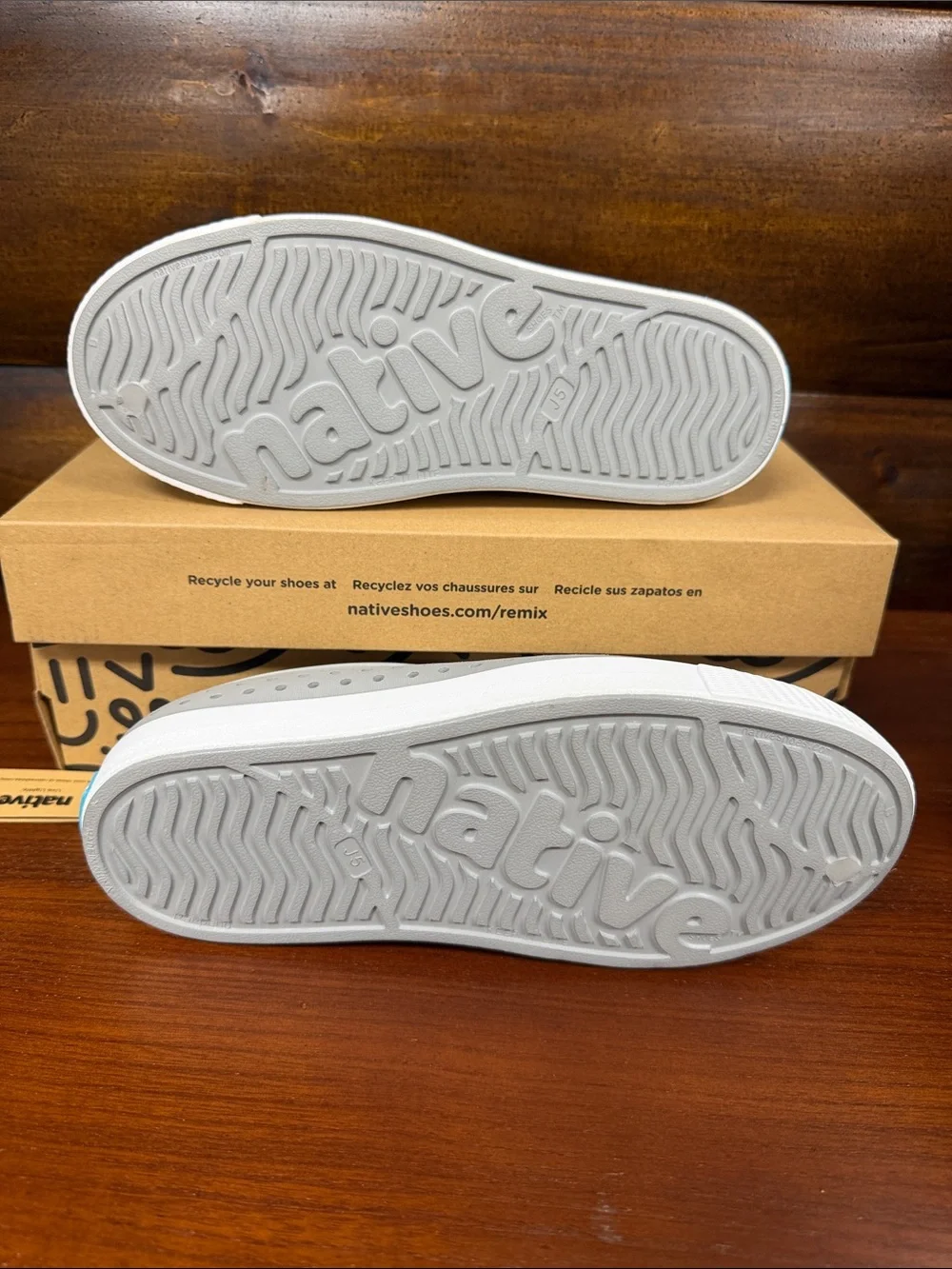 Kids Native Jefferson Slip-On Sneakers in Gray and White